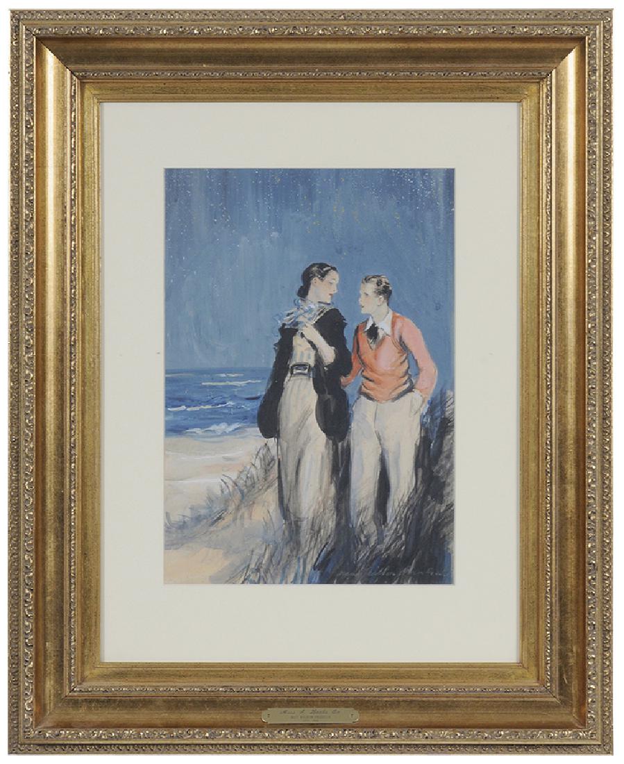 May Wilson Preston: (New York, 1873-1949) Crash-Miss J Looks On, 1935, an original illustration for The Saturday Evening Post, signed lower right and verso "May Wilson Preston", watercolor and gouache over charcoal on pa