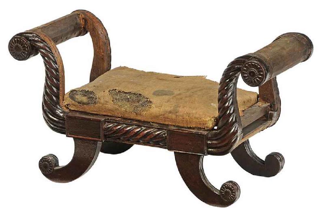 Classical Carved Mahogany Bench Form Foot Stool (1 of 4)