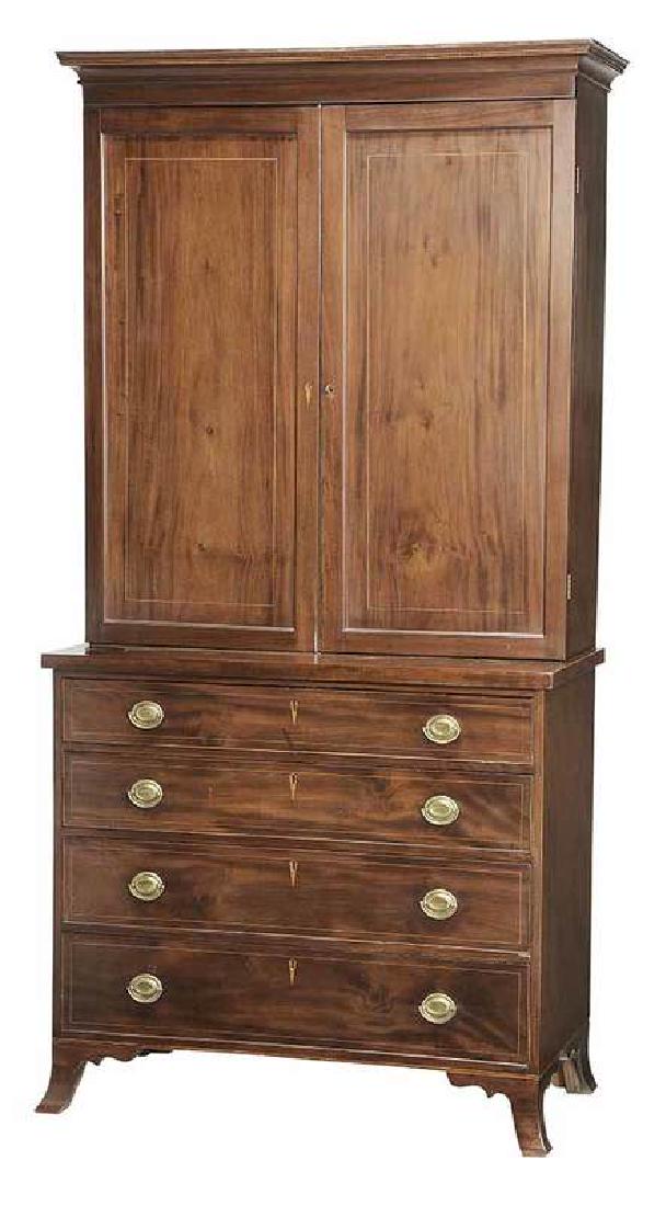 Southern Federal Inlaid Mahogany Press Cupboard (1 of 6)