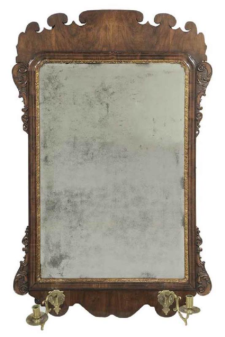 George II Walnut Mirror With Sconces (1 of 5)
