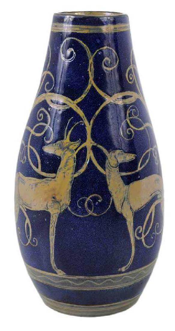 Studio Pottery Vase With Greyhound and Stag (1 of 8)