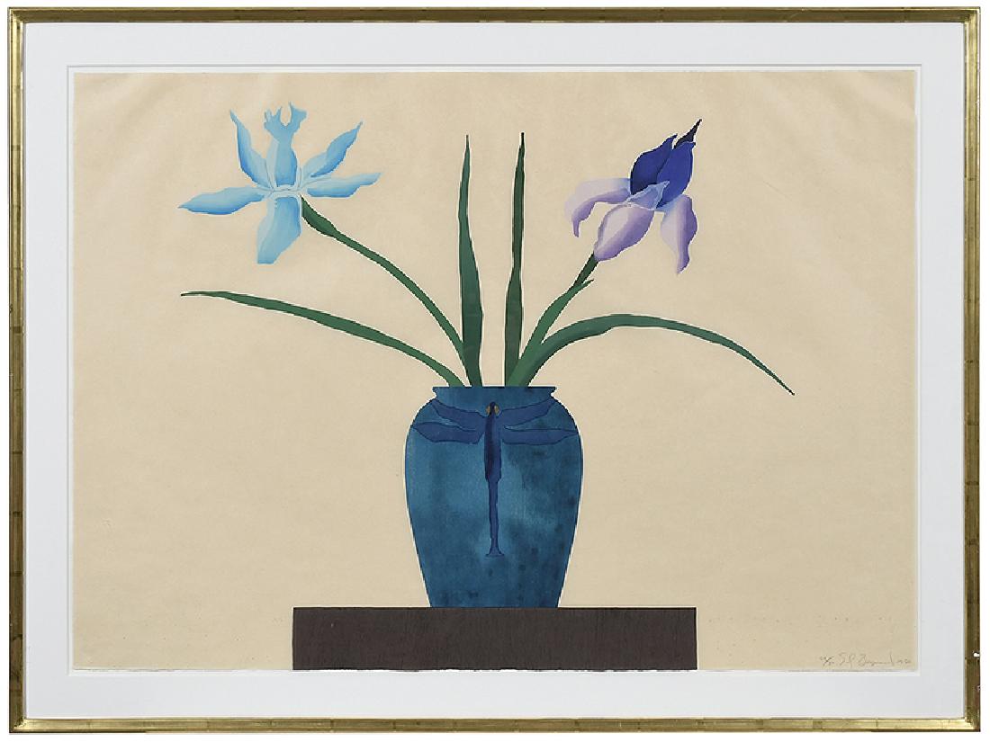 Edward Baynard: (New York/District Of Columbia, born 1940) Dragonfly Vase, 1980, edition 69/70, signed lower right in pencil "Ed Baynard 1980", Tyler Graphics Ltd., color woodblock on Okawara paper, 29-7/8 x 41-7/8 i