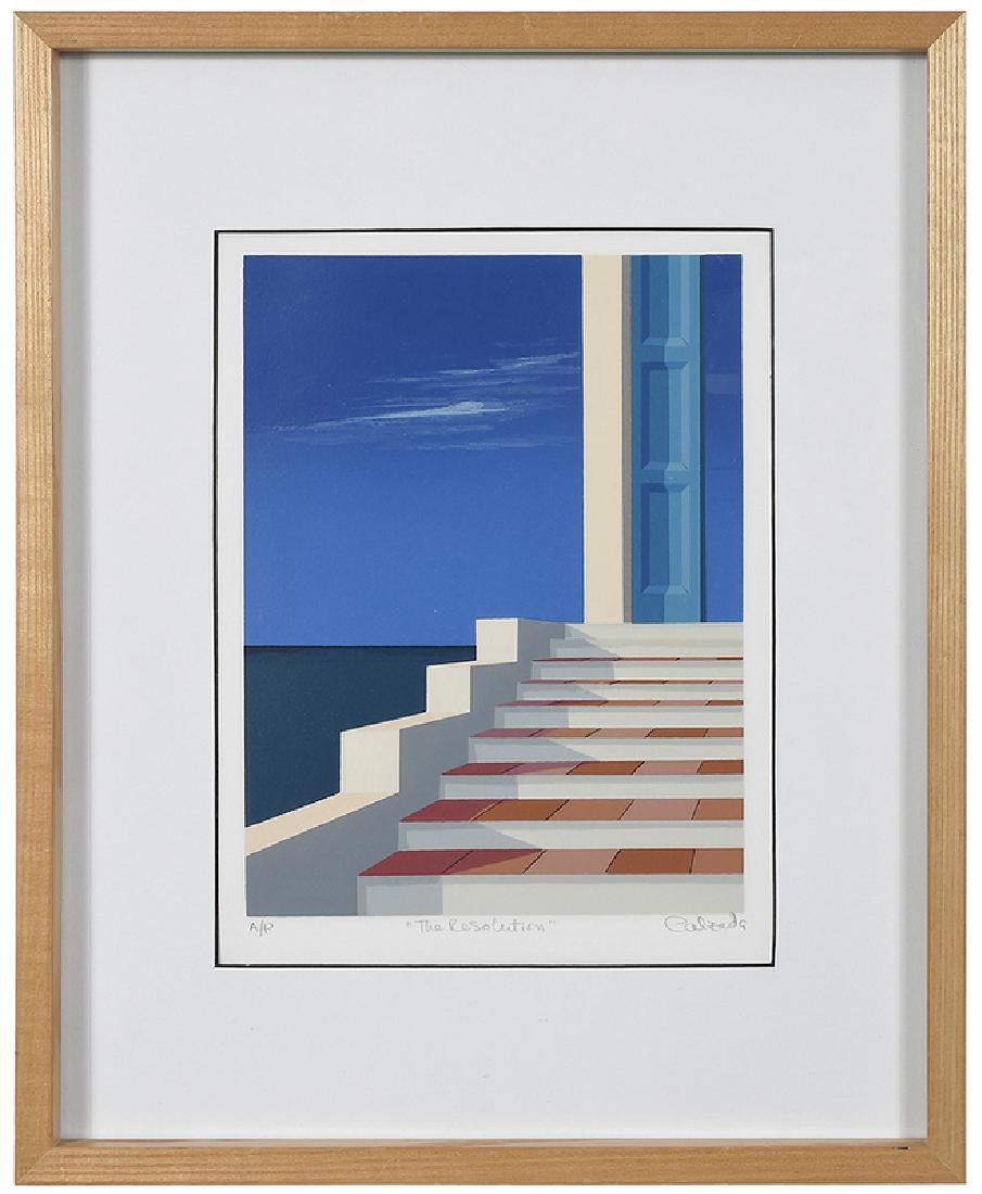Humberto Calzada: (Cuban, born 1944) The Resolution, AP edition, signed lower right in pencil "Calzada", serigraph, 12 x 9 in. (image); wood frame, 21 x 17 in.