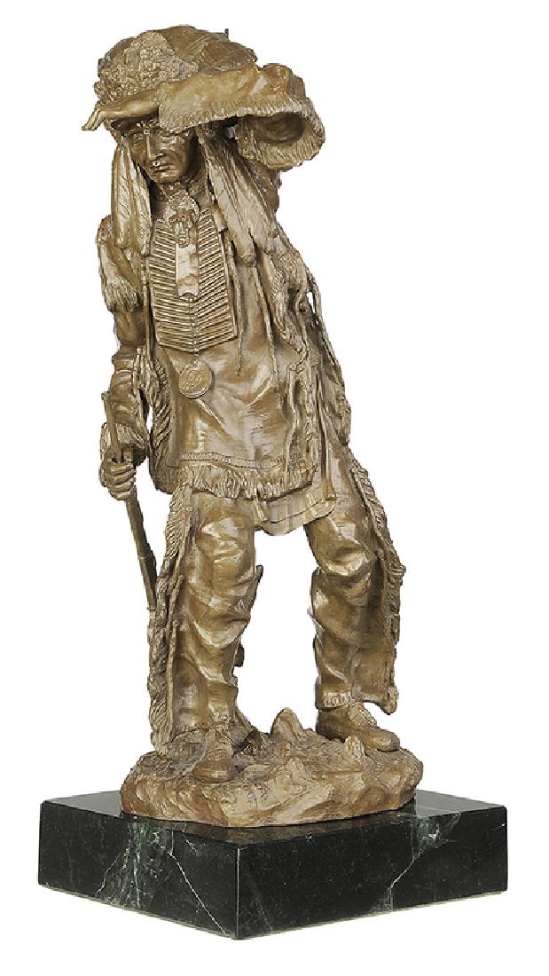 After Carl Kauba: (Austrian, 1865-1922) Chief White Cloud, signed in base "C. Kauba", late 20th century after-cast, patinated bronze, 18-3/4 in. with green marble base, 21 in.