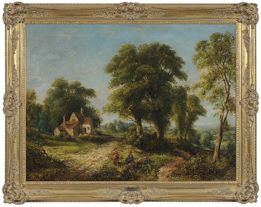 Charles J. Walker: (British, 19th century) A View Near Epping Forest, signed lower right "Chas. John Walker", oil on canvas, 30 x 40 in.; gilt wood and composition frame, 36-1/2 x 46-3/4 in