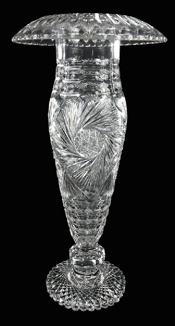 Brilliant Period Cut Glass Mushroom Vase: 18 in.