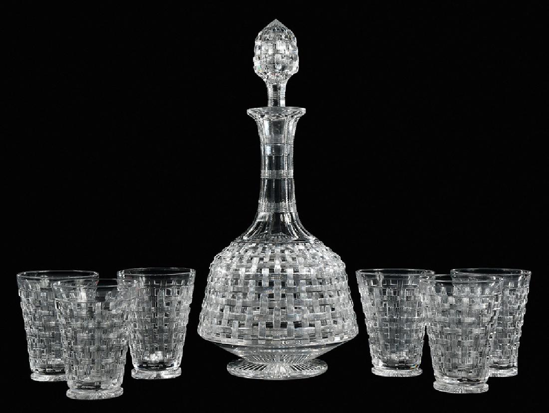 Brilliant Period Cut Glass Decanter/Tumblers (1 of 9)