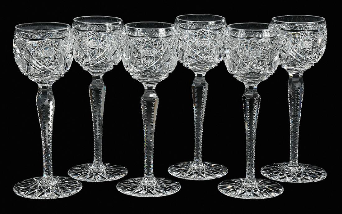 Six Brilliant Period Cut Glass Stems
