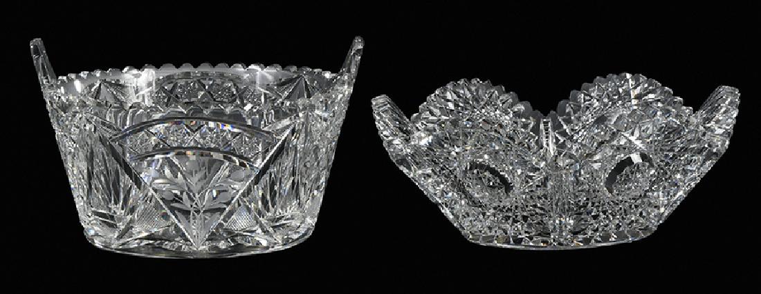 Brilliant Period Cut Glass Bowl, Ice Tub: bowl, 3 x 8 in., light scratches to bottom; ice bucket, 4-3/8 x 7-1/4 in., light scratches to bottom