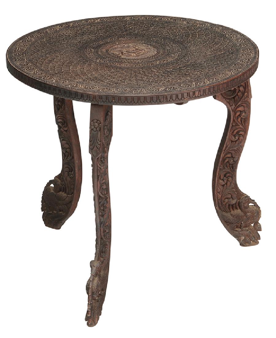 Indian Carved Hardwood Circular Low Table (1 of 7)