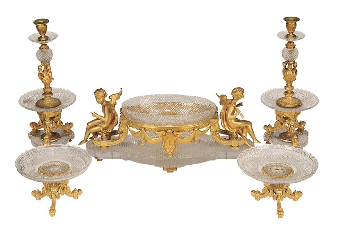 French Ormolu and Cut Glass Five Piece Garniture (1 of 8)