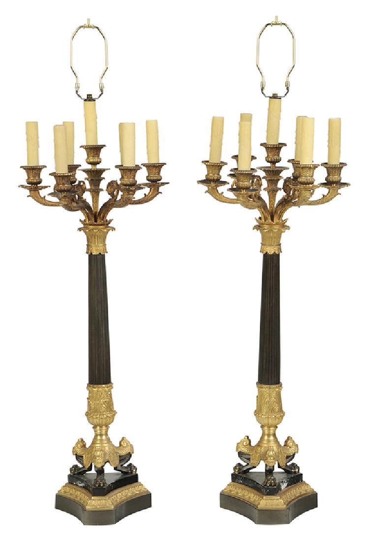 Pair Charles X Style Gilt Bronze Table Lamps (1 of 4)