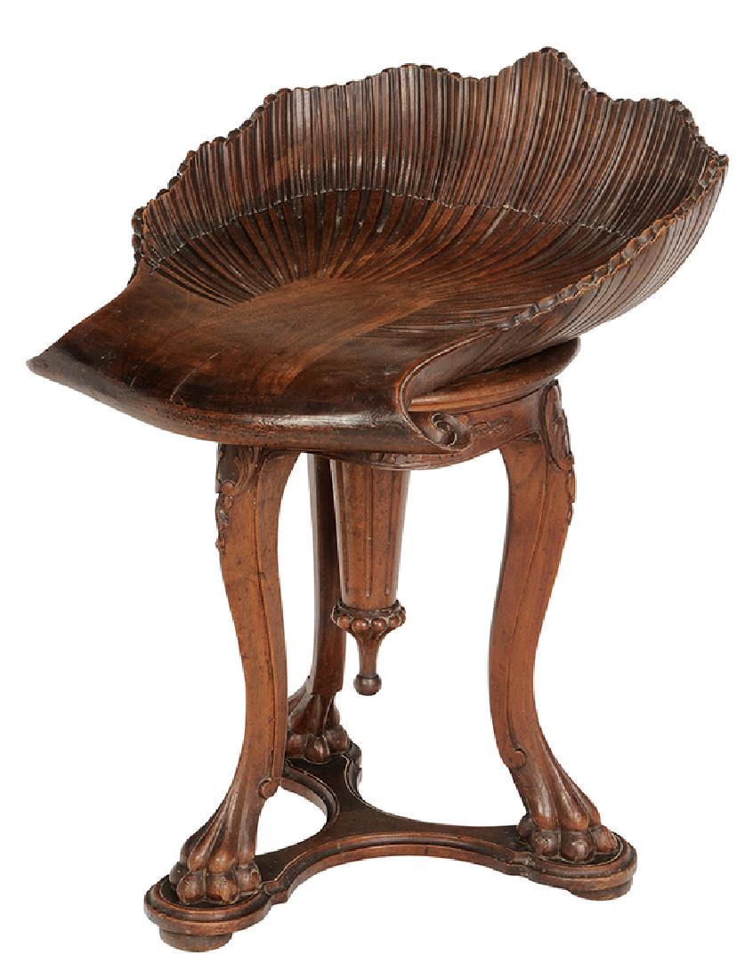 Venetian Baroque-Style Carved Walnut Harp Chair (1 of 6)