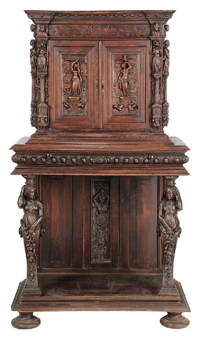 Italian Renaissance Style Carved Walnut Cabinet (1 of 9)