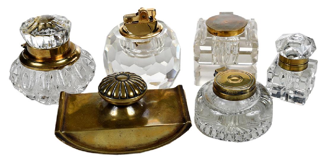 Six Brass and Glass Desk Items (1 of 7)