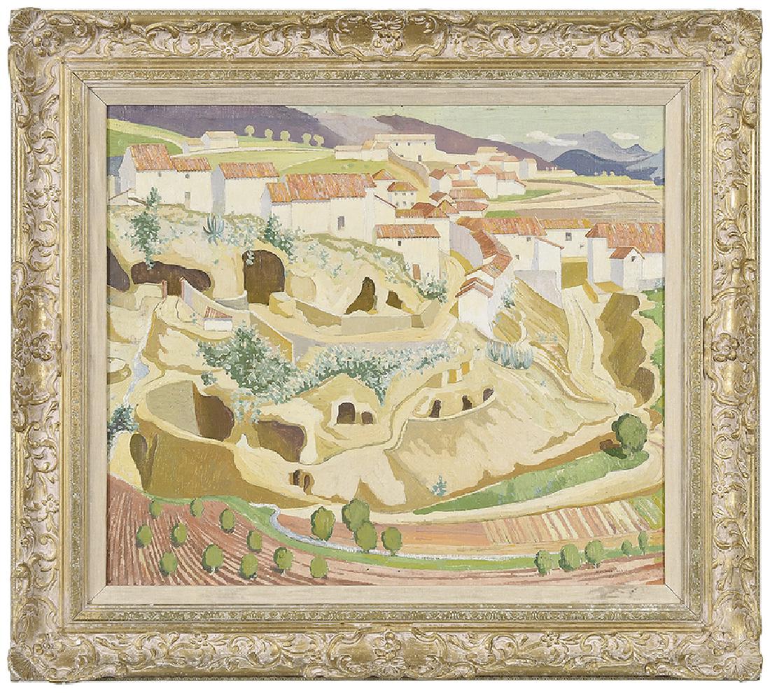 Norman Lloyd: (Australia/England, 1895-1983) Town on a Hill, signed lower right "Norman Lloyd", oil on canvas, 19 x 22 in.; modern frame, 25-3/4 x 28-5/8 in.