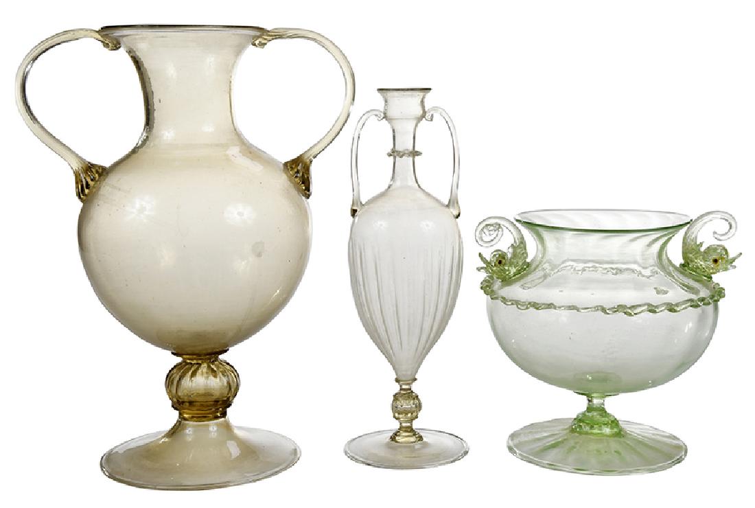 Three Venetian Glass Urn Form Vases (1 of 9)