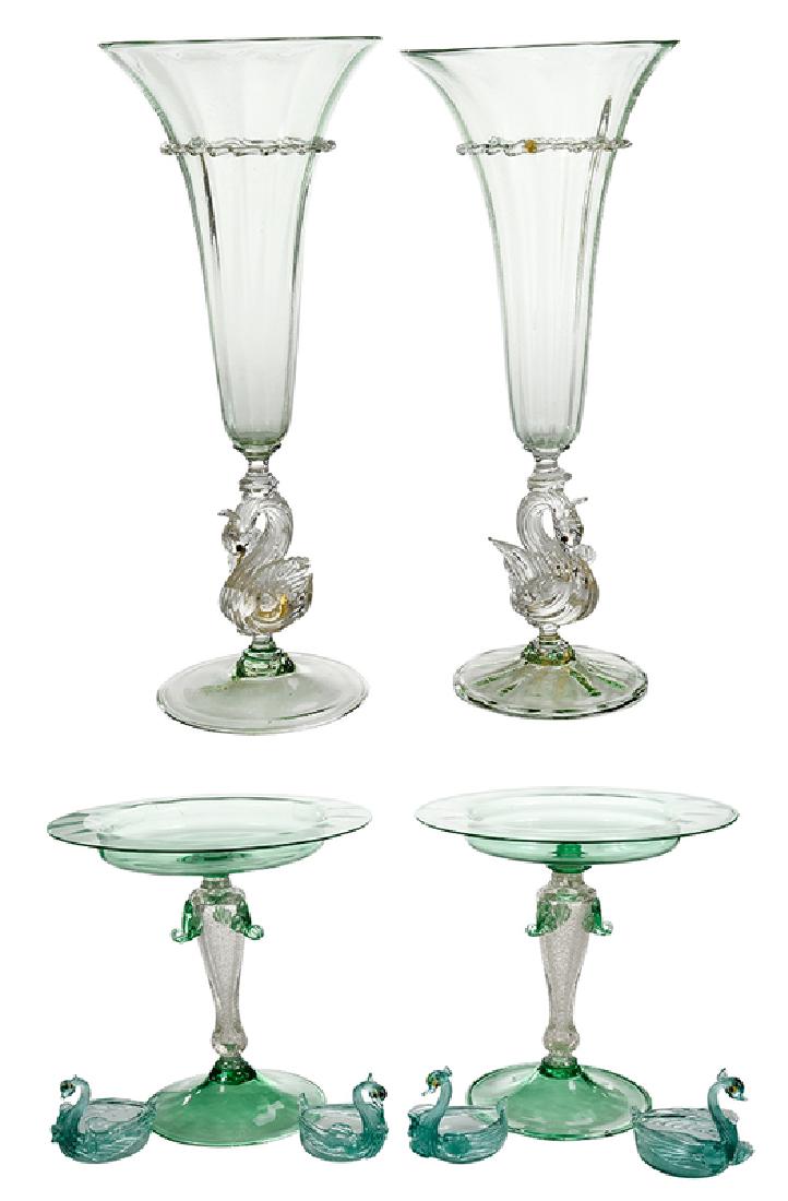 16 Pieces of Green Venetian Glass (1 of 14)