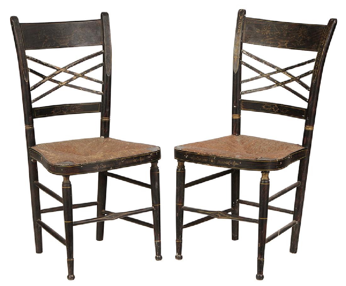 Pair of Painted and Stenciled Side Chairs (1 of 6)