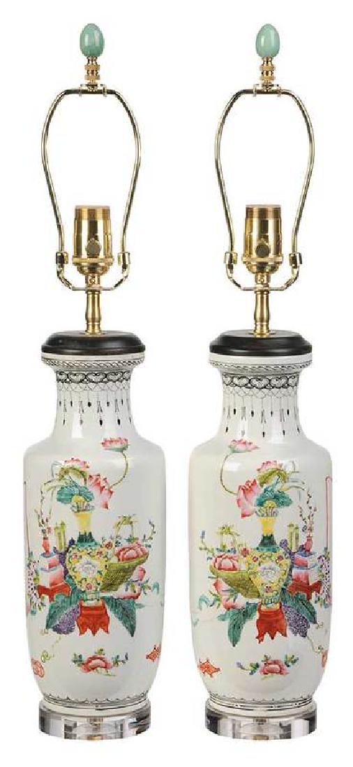Pair Of Chinese Vases Converted To Lamps (1 of 6)