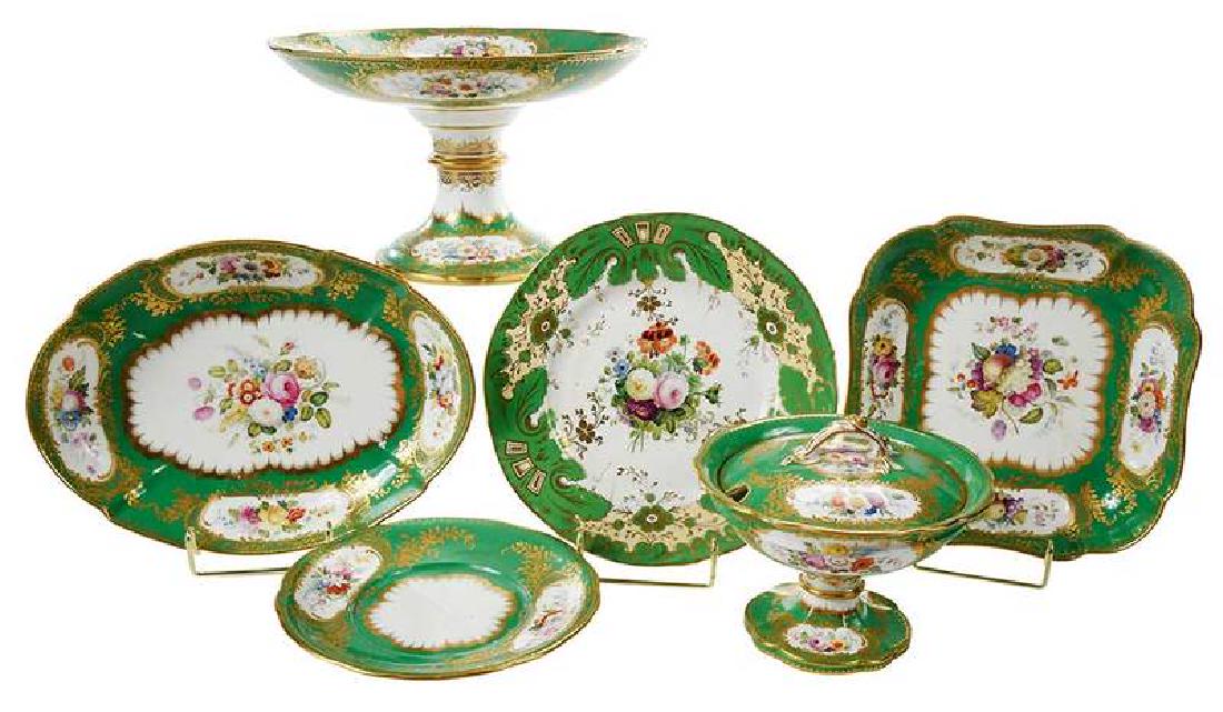 13 Pieces Green Floral Decorated Porcelain (1 of 9)
