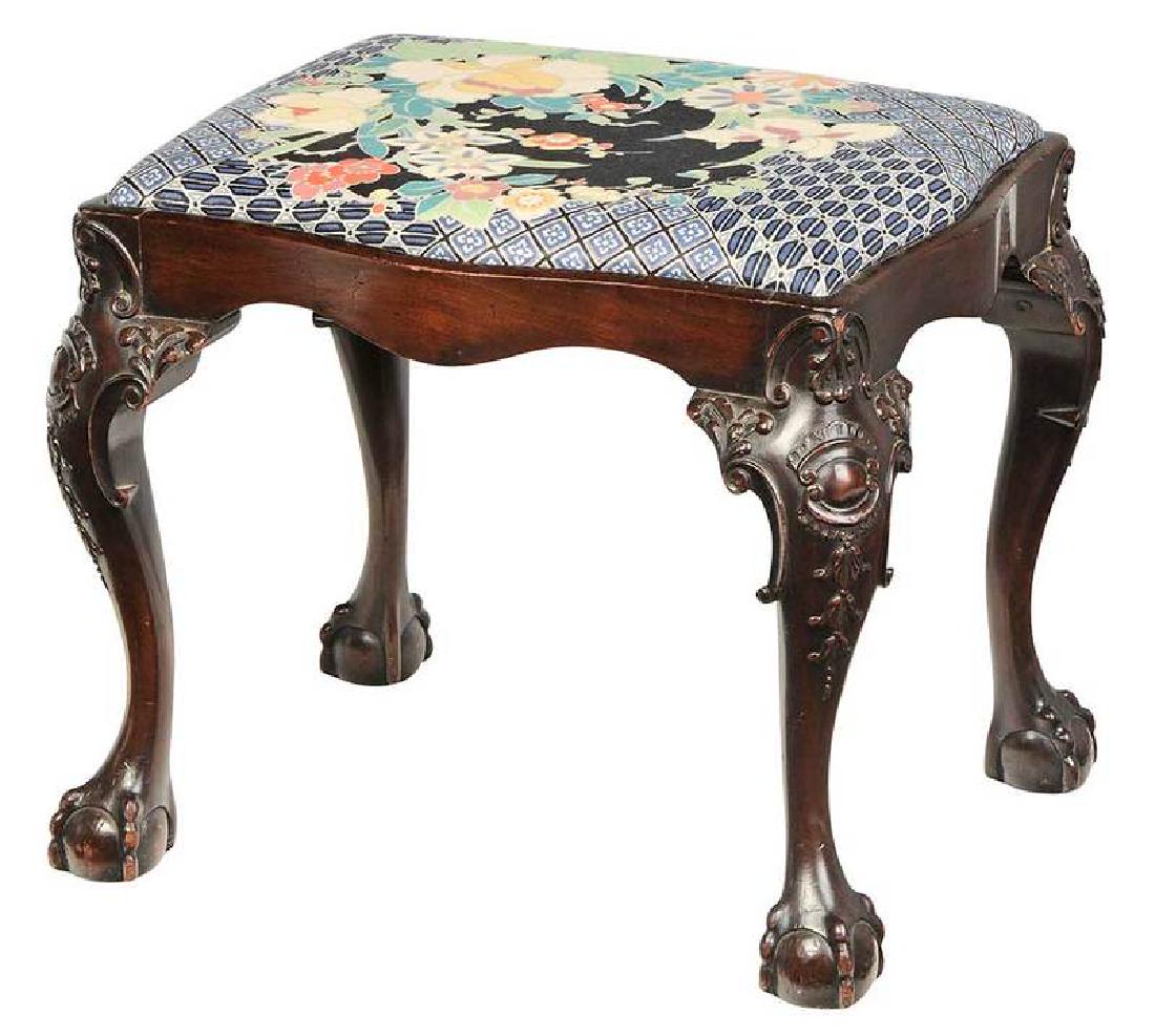 Chippendale Style Carved Mahogany Footstool (1 of 3)