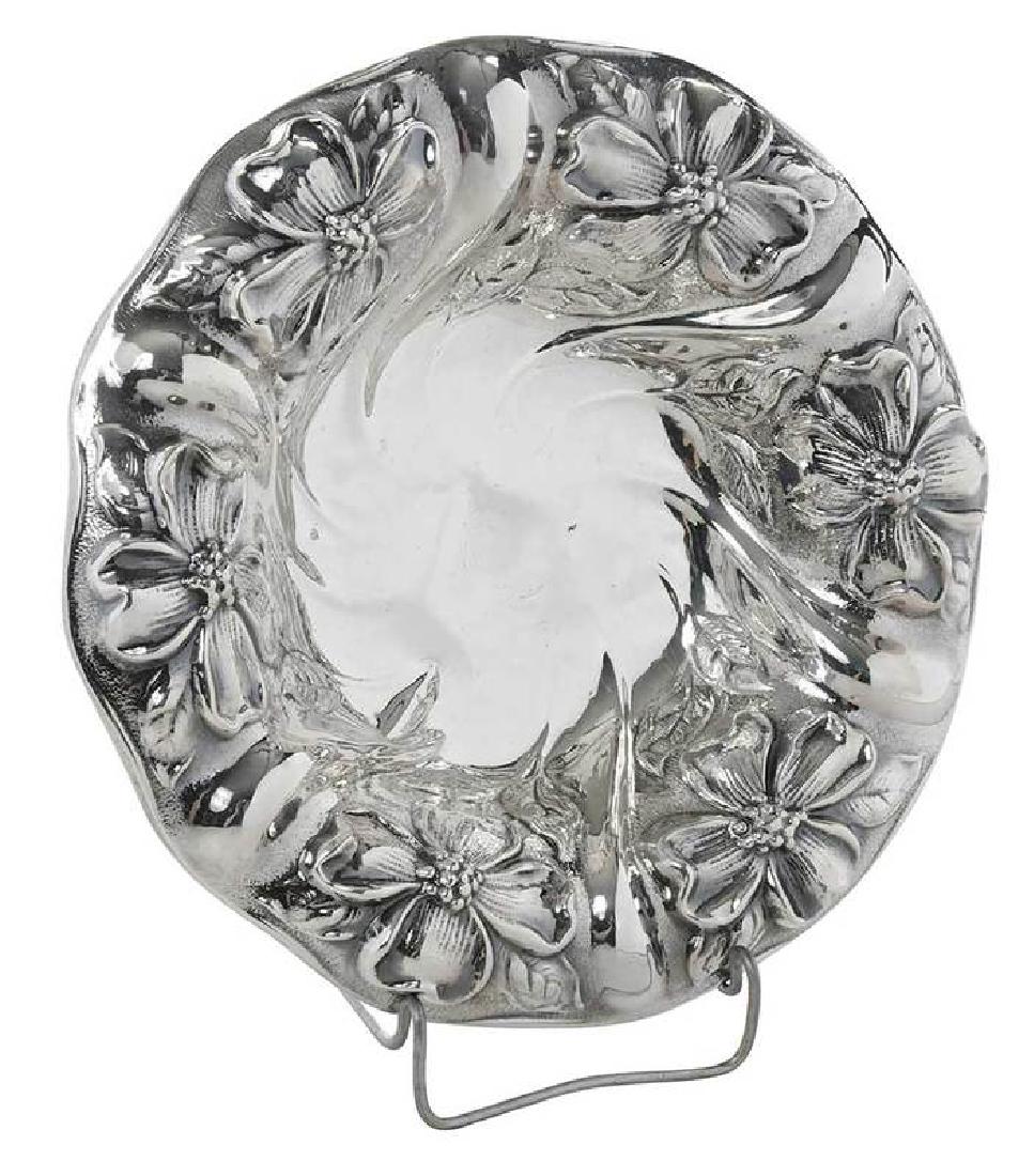 Sterling Floral Bowl: American, 20th century, round with floral decoration, marks for Mauser, no monogram, 9.47 oz. T., 2-1/2 x 10 in.