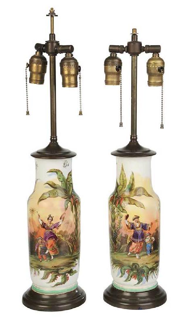 Pair of Chinoiserie Decorated Porcelain Lamps (1 of 4)