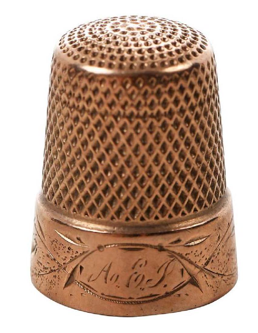 Kirk & Son 14kt. Thimble with Leather Case (1 of 9)