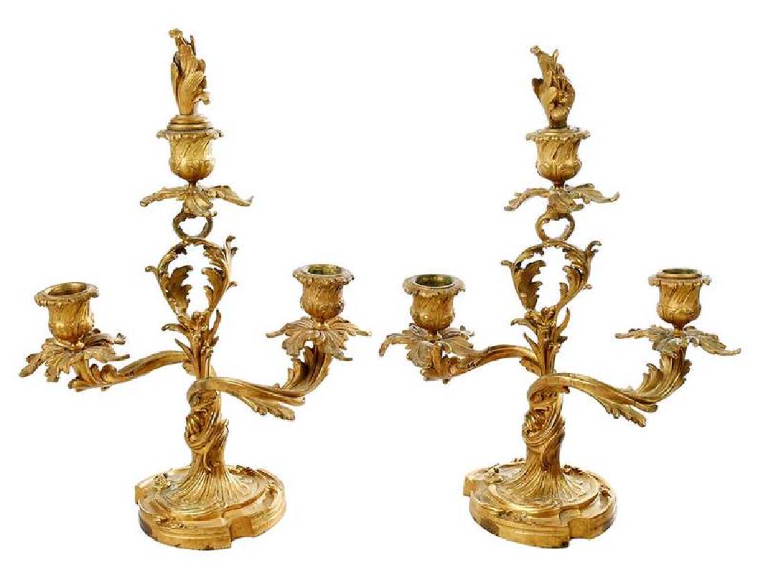 Pair Louis XV Style Gilt Bronze Candelabra (1 of 8)