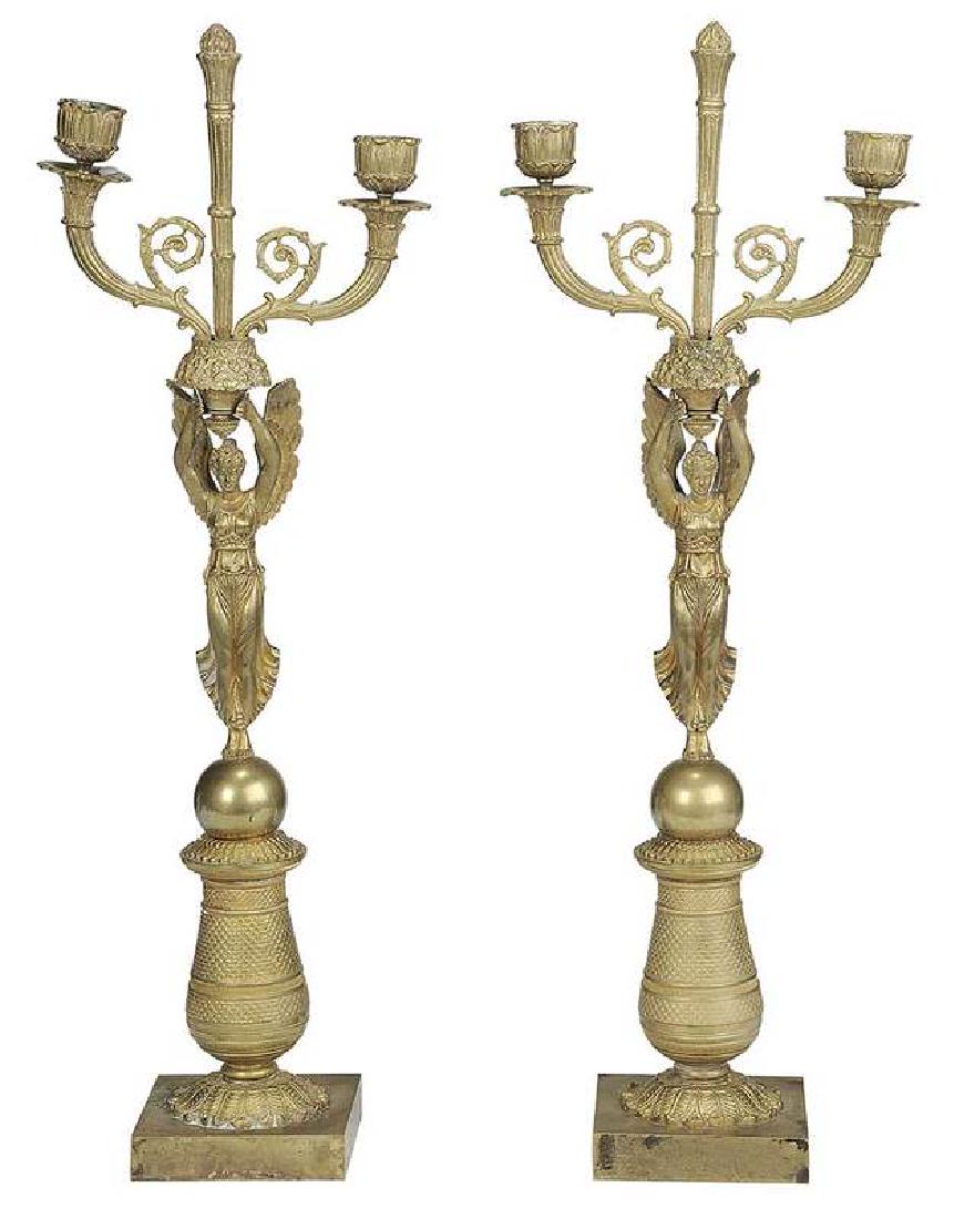 Pair of Empire Gilt Bronze Candelabra (1 of 5)