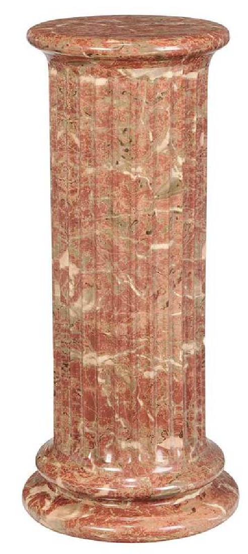 Italian Ceramic Faux Marble Pestle: 20th century, rouge glazed surface, fluted upright, 38-1/2 x 17-12 in.
