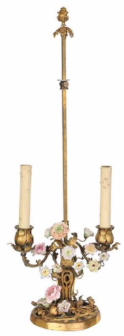 Gilt and Painted Floral Boudoir Lamp (1 of 3)