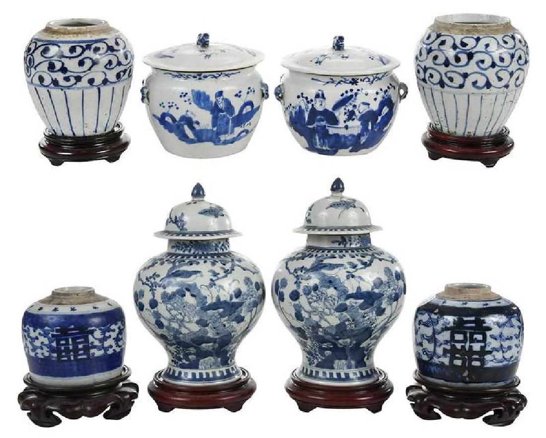 Eight Cobalt Blue Decorated Chinese Jars (1 of 18)