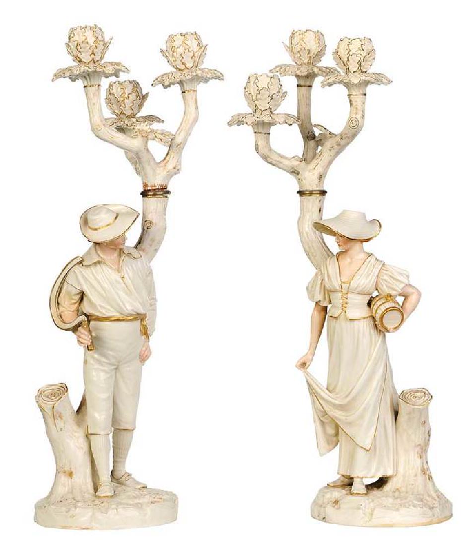 Pair Royal Worcester Porcelain Candelabra (1 of 9)