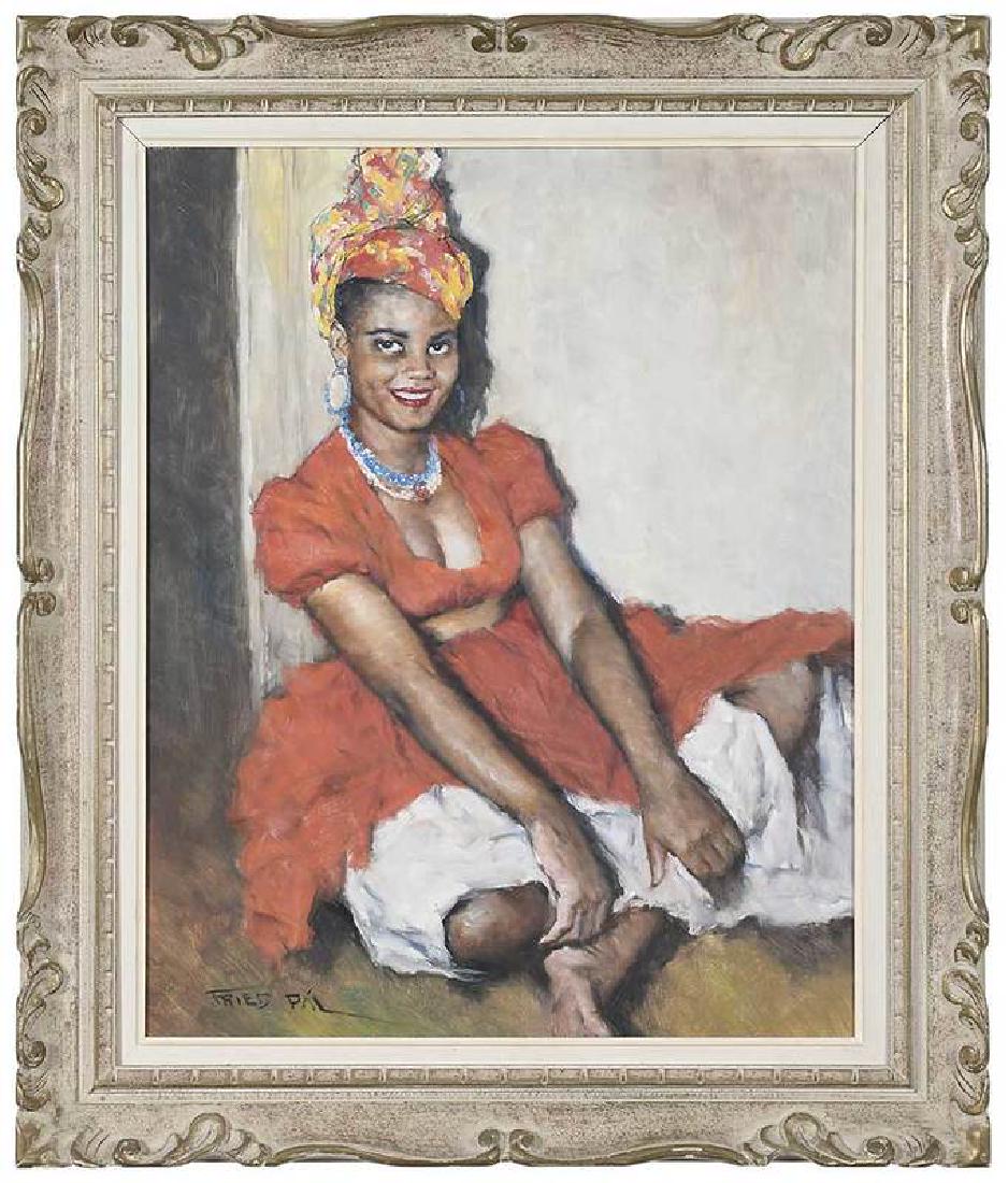 Pál Fried: (American/Hungarian, 1893–1976) Jamaican Girl, signed "Fried Pal", oil on canvas, 30 x 24-1/2 in.; original painted wood frame, 37-3/4 x 31-7/8 in.