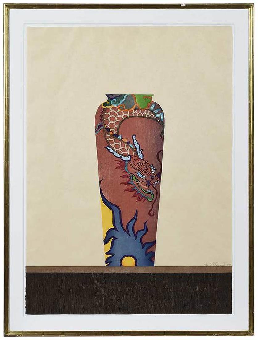 Edward Baynard: (New York/District Of Columbia, born 1940) The China Pot, 1980, edition 8/70, signed lower right in pencil "Ed Baynard 1980", color woodblock on Okawara paper, 42 x 30 in.; parcel gilt wood frame, 48-