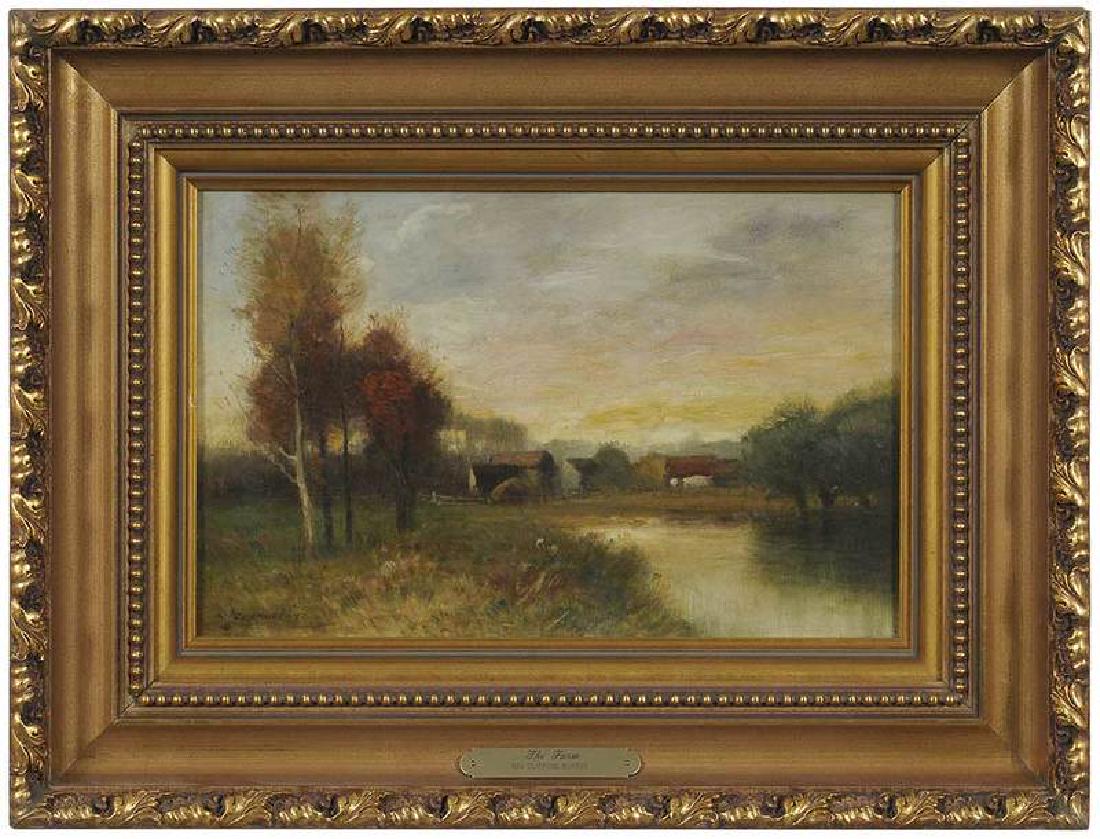 Ada Clifford Murphy: (American, 1859-1949) The Farm, signed lower left "A.C. Murphy", oil on canvas, 9 x 14-1/8 in.; reproduction gilt wood frame, 16 x 20-3/4 in. Exhibited: Fort Wayne Museum of Art, "Lasting Impressions,