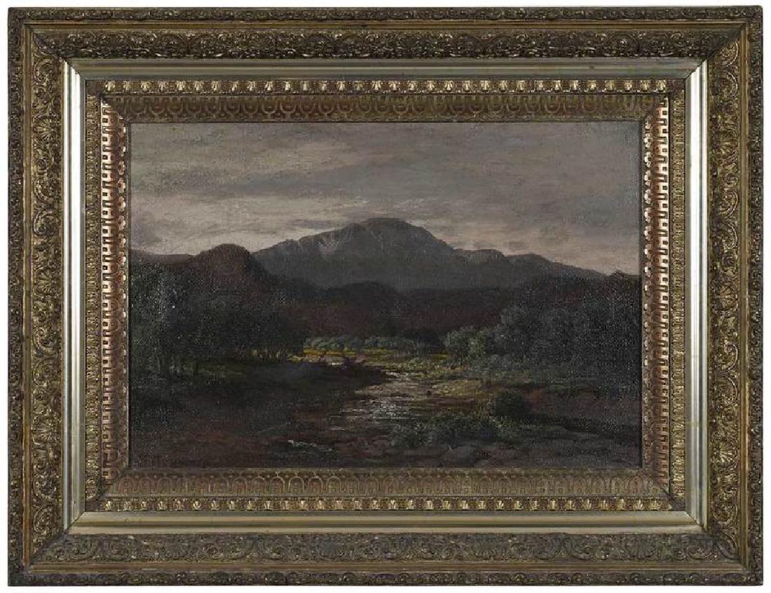 Charles Craig: (Colorado/Ohio, 1846-1931) Pikes Peak, signed lower left "Chas Craig", oil on canvas, 18 x 26 in.; period gilt wood and composition frame, 28-1/2 x 36-1/2 in.