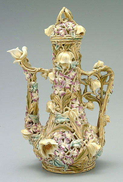 Openwork Zsolnay ewer,