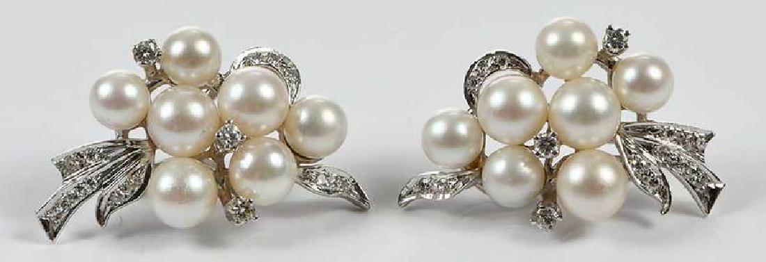 14kt. Diamond & Pearl Earclips (1 of 4)