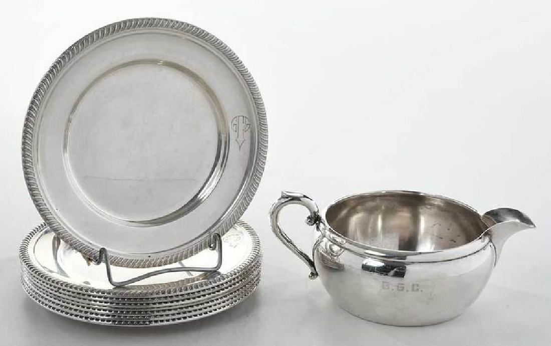 Eight Sterling Plates and Sterling Creamer (1 of 6)