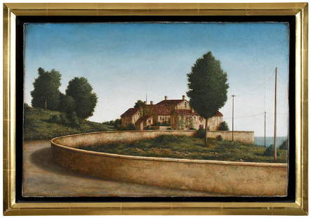 Lionel Kalish: (New York, born 1931) A Curving Wall, 1981, signed lower left "L. Kalish", oil on canvas, 11 x 17 in.; parcel gilt wood frame, 13-5/8 x 19-1/2 in.