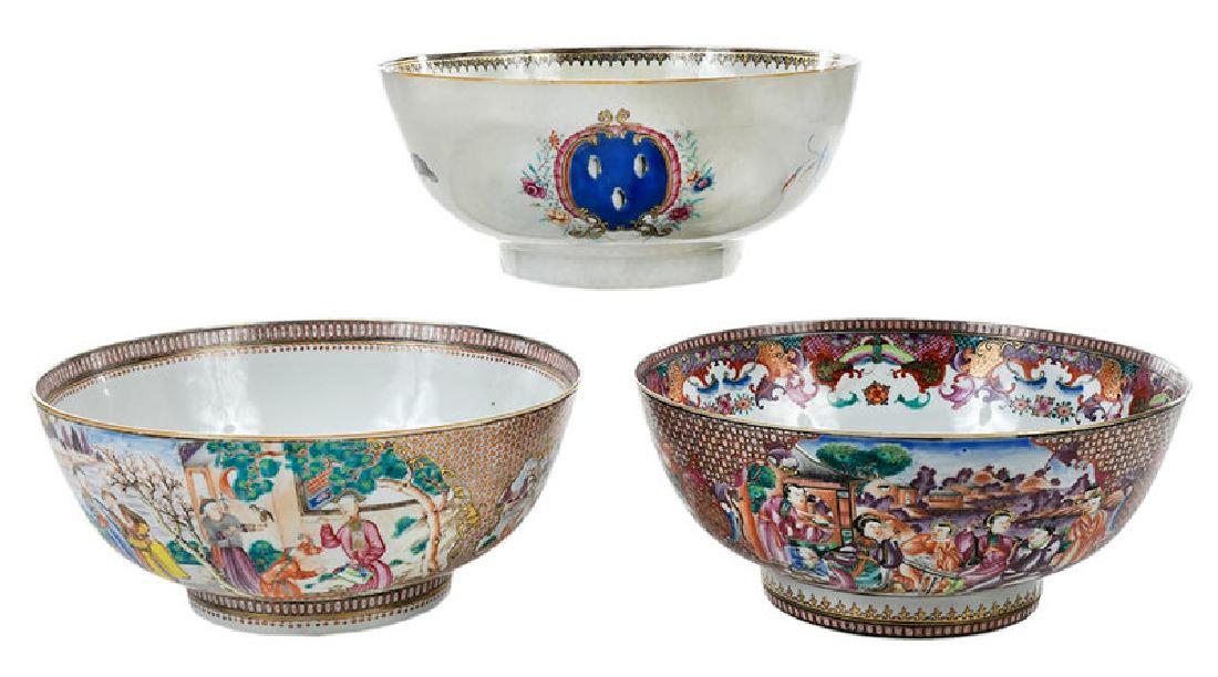 Three Chinese Export Famille Rose Punch Bowls (1 of 15)