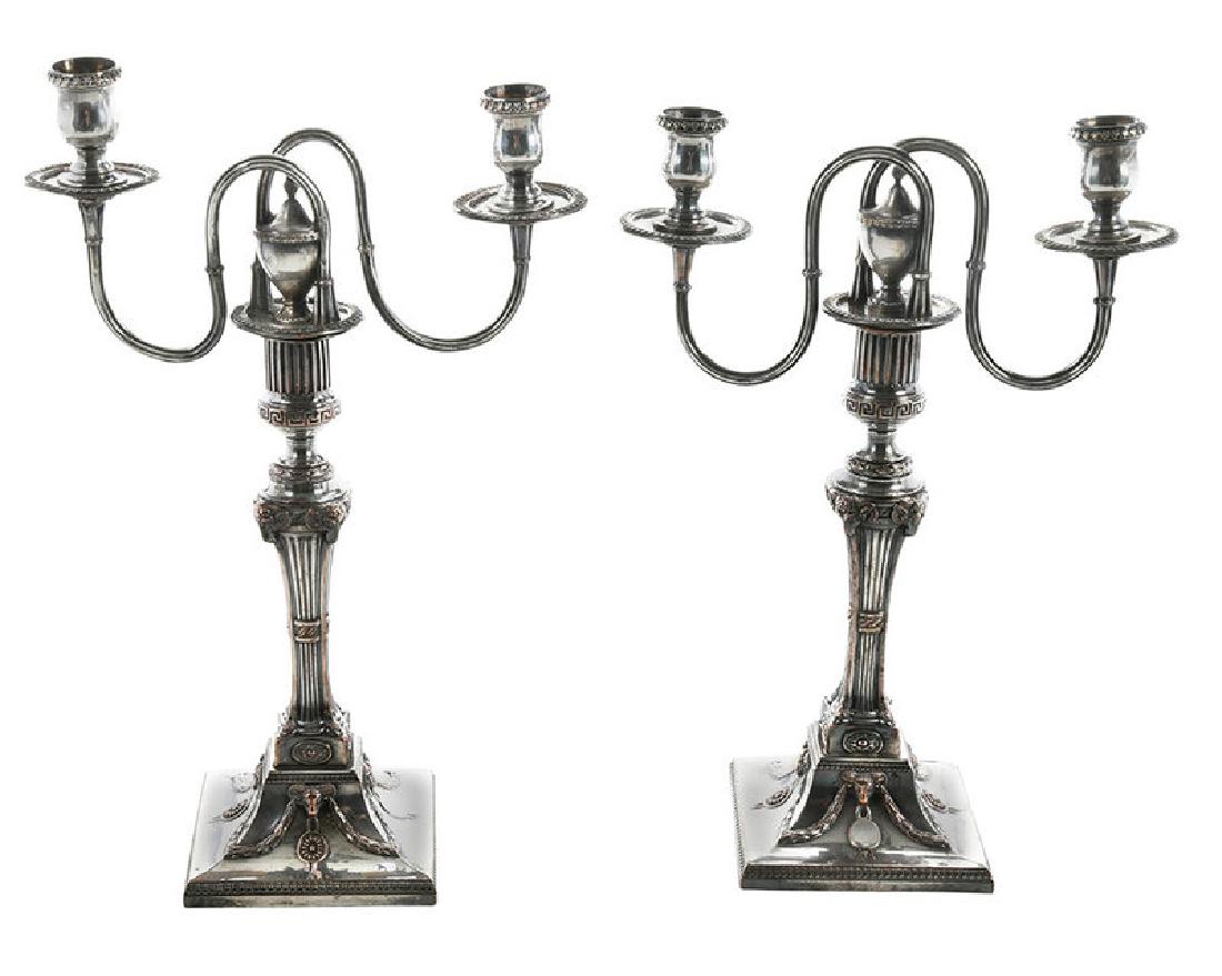 Pair Old Sheffield Plate Candelabras (1 of 9)