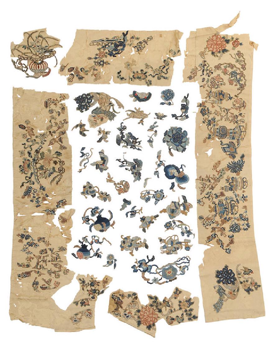 Group Chinese Silk Textile Fragments (1 of 5)
