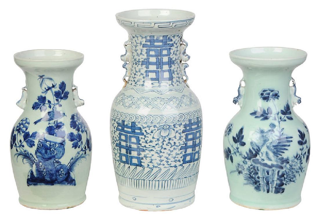 Three Chinese Blue and White Vases (1 of 8)