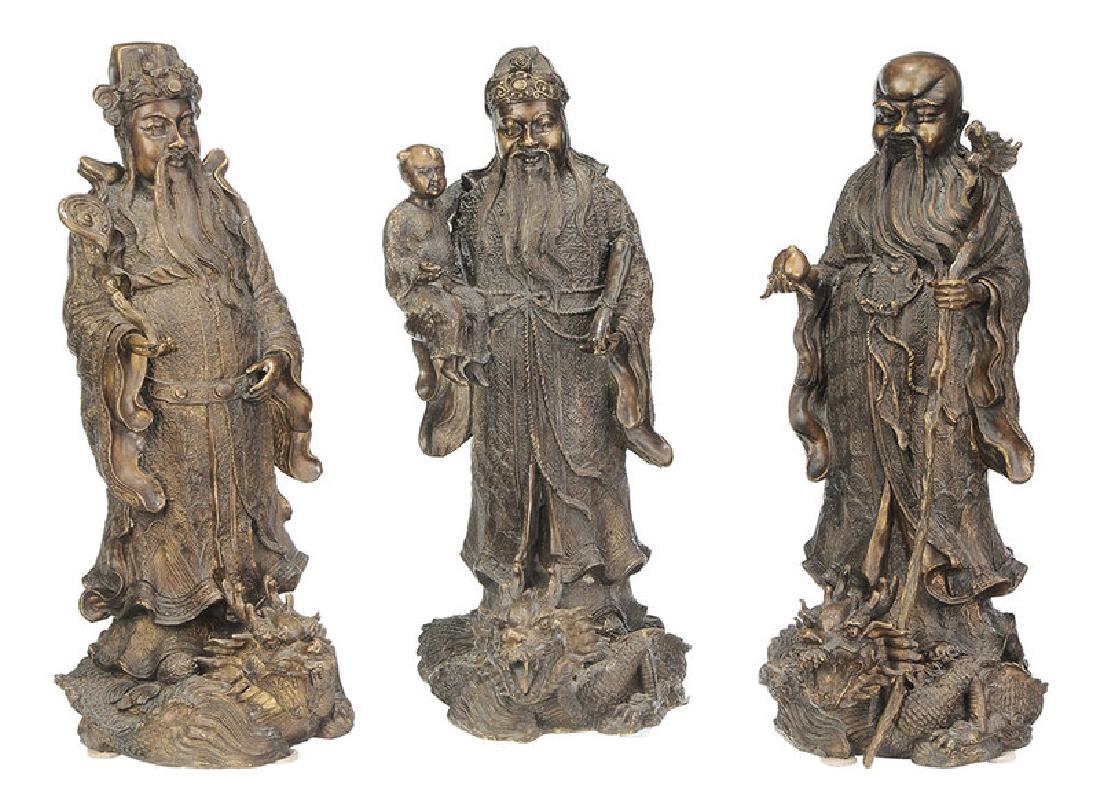 Three Chinese Bronze Immortal Figures (1 of 9)