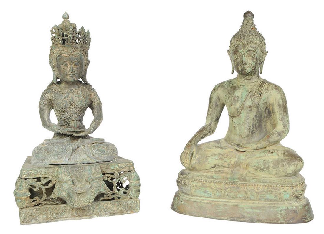 Two Patinated Bronze Buddha Figures (1 of 9)
