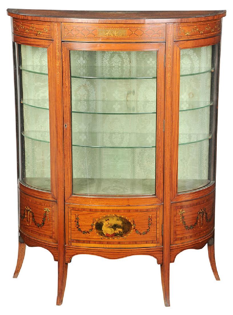 Adam Style Paint Decorated Satinwood Vitrine (1 of 7)